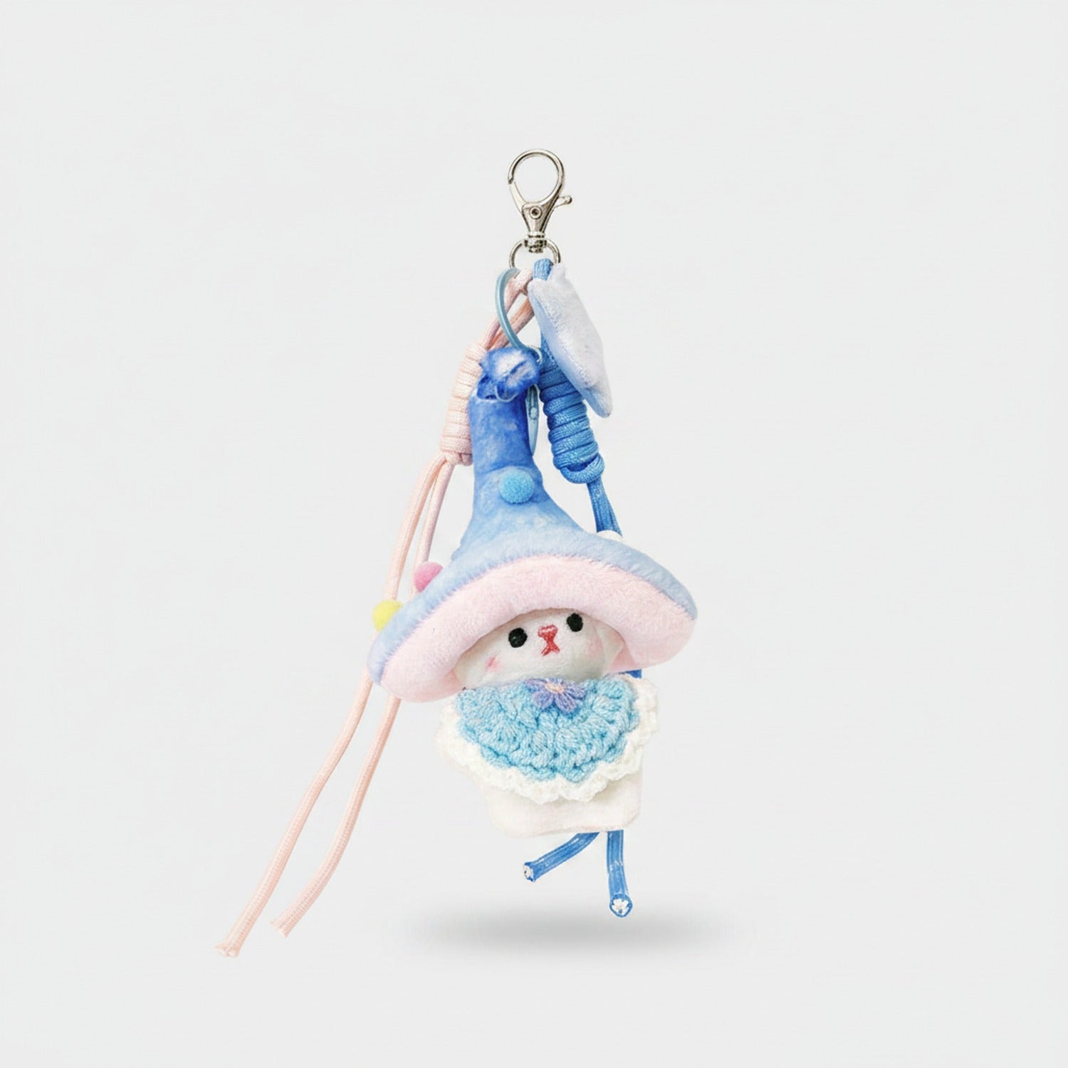 Pink Mushroom Plush Phone Charm With Ribbon Strap