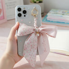Blush Floral Ribbon Bow Acrylic Keyring