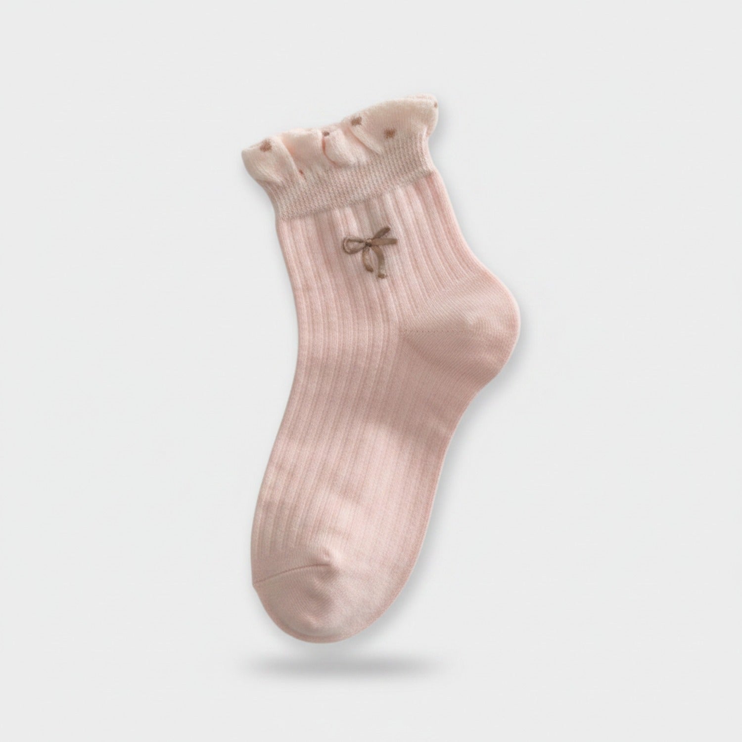 Cream Ribbed Ruffle Bow Socks