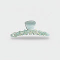 Floral Beaded Hair Claw Clip - Lake Green 12.2cm