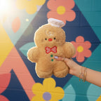 Gingerbread Man Plush Toy With Red Bow