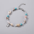 Seashell Turquoise Beaded Bracelet With Starfish Charm