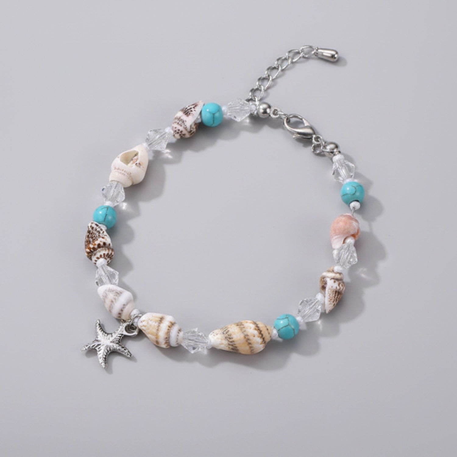 Seashell Turquoise Beaded Bracelet With Starfish Charm