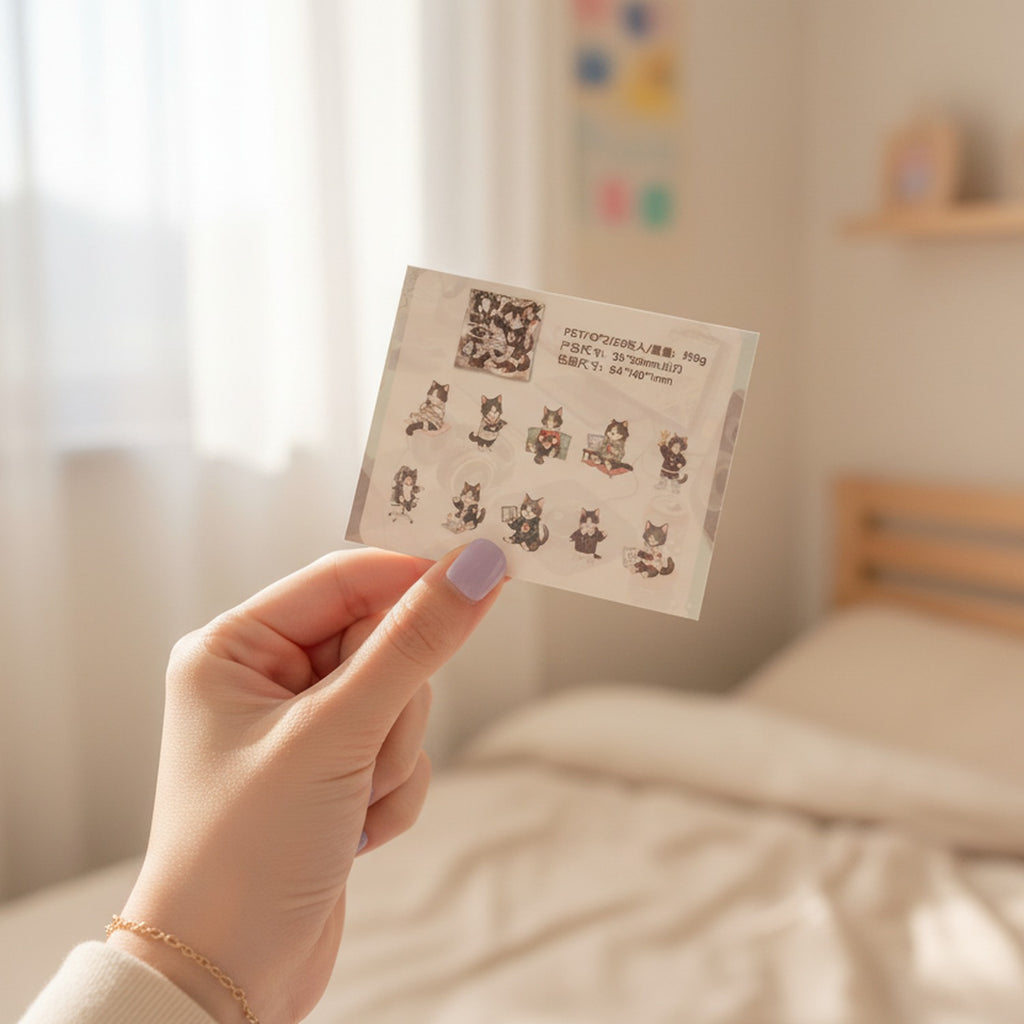 Cute Cat Character Sticker Sheet Set