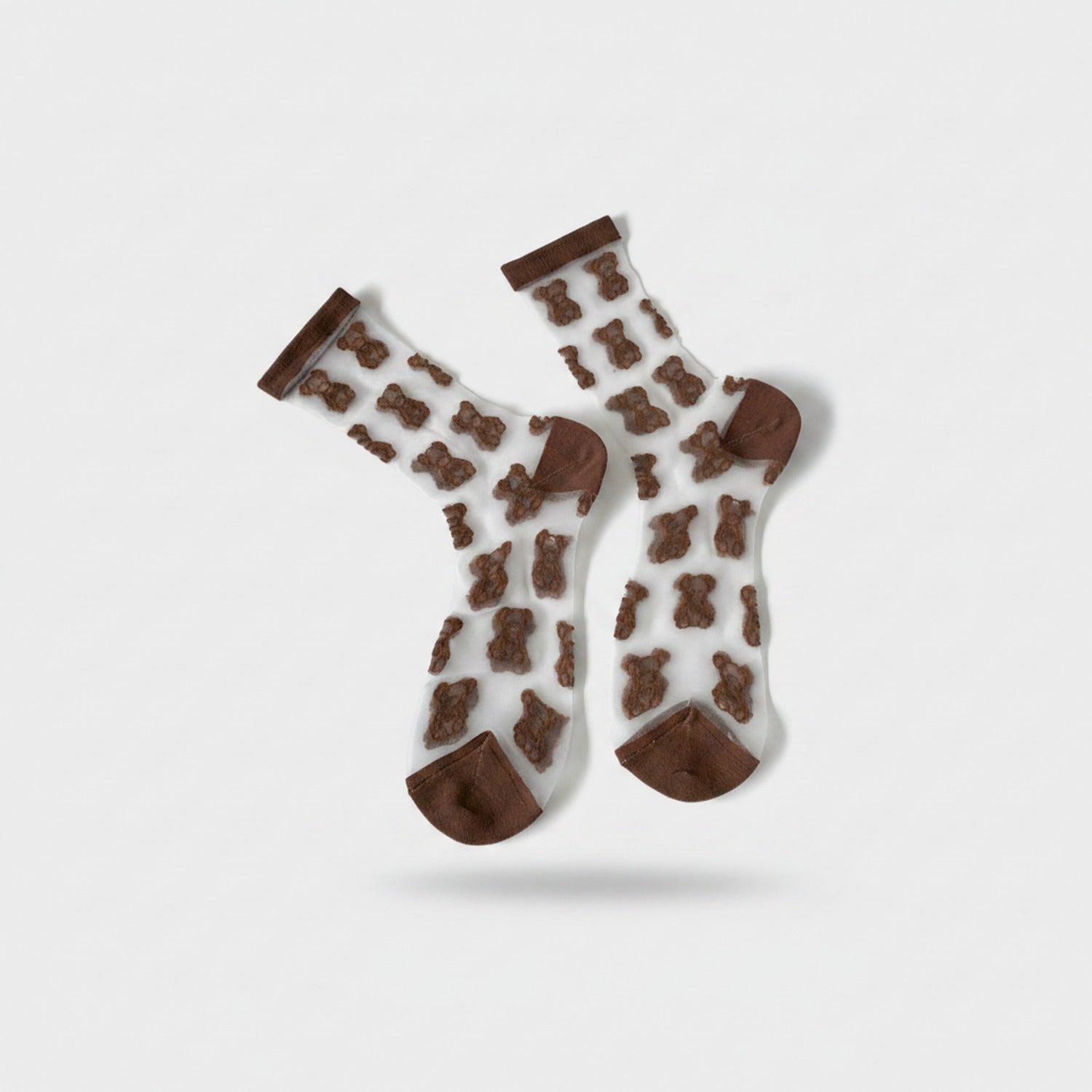 Brown Teddy Bear Crew Socks