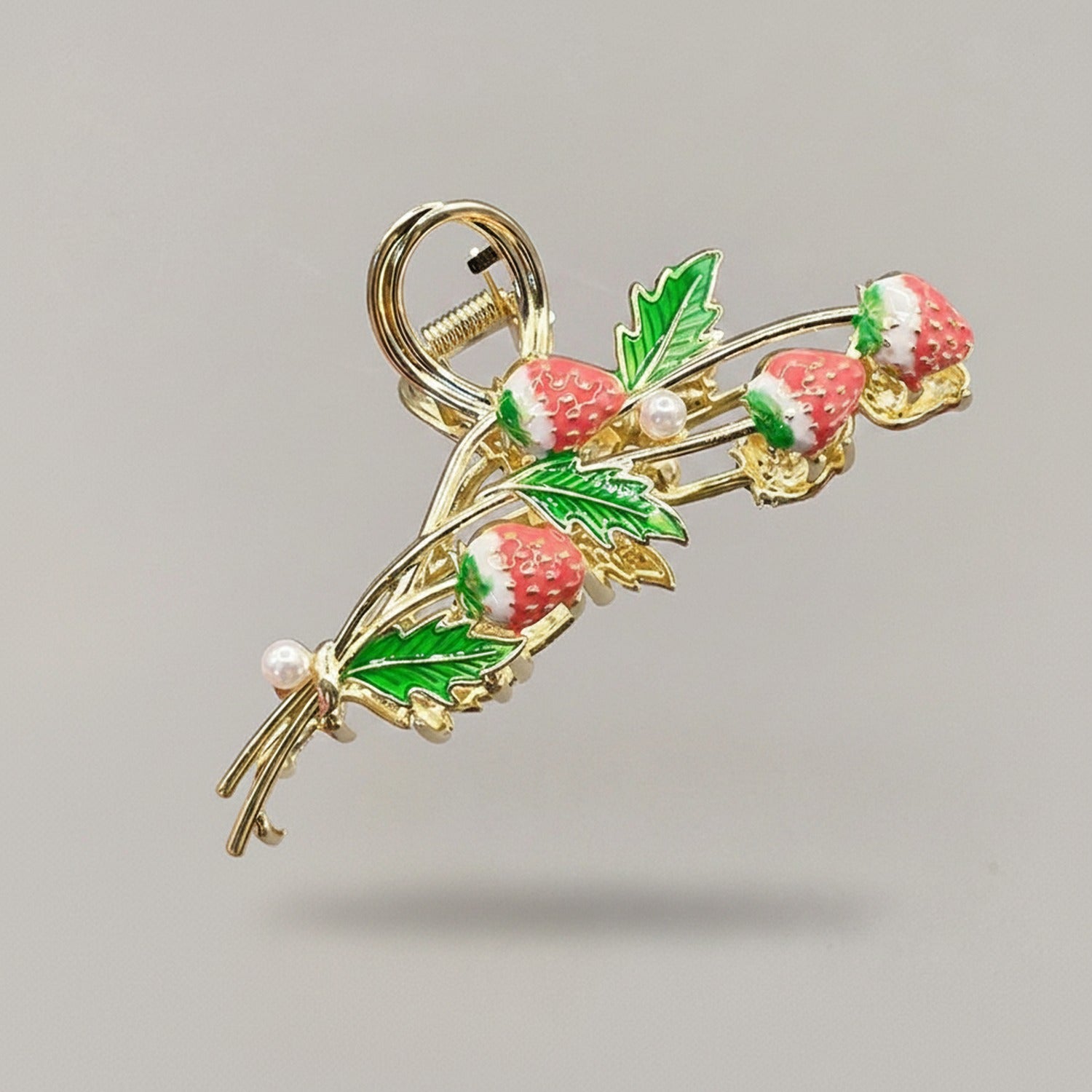 Strawberry Pearl Gold Hair Claw Clip