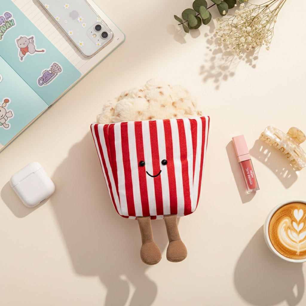 Popcorn Striped Red White Plush Toy