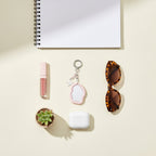 Pink Wavy Acrylic Keyring with Star Charm and Beaded Details