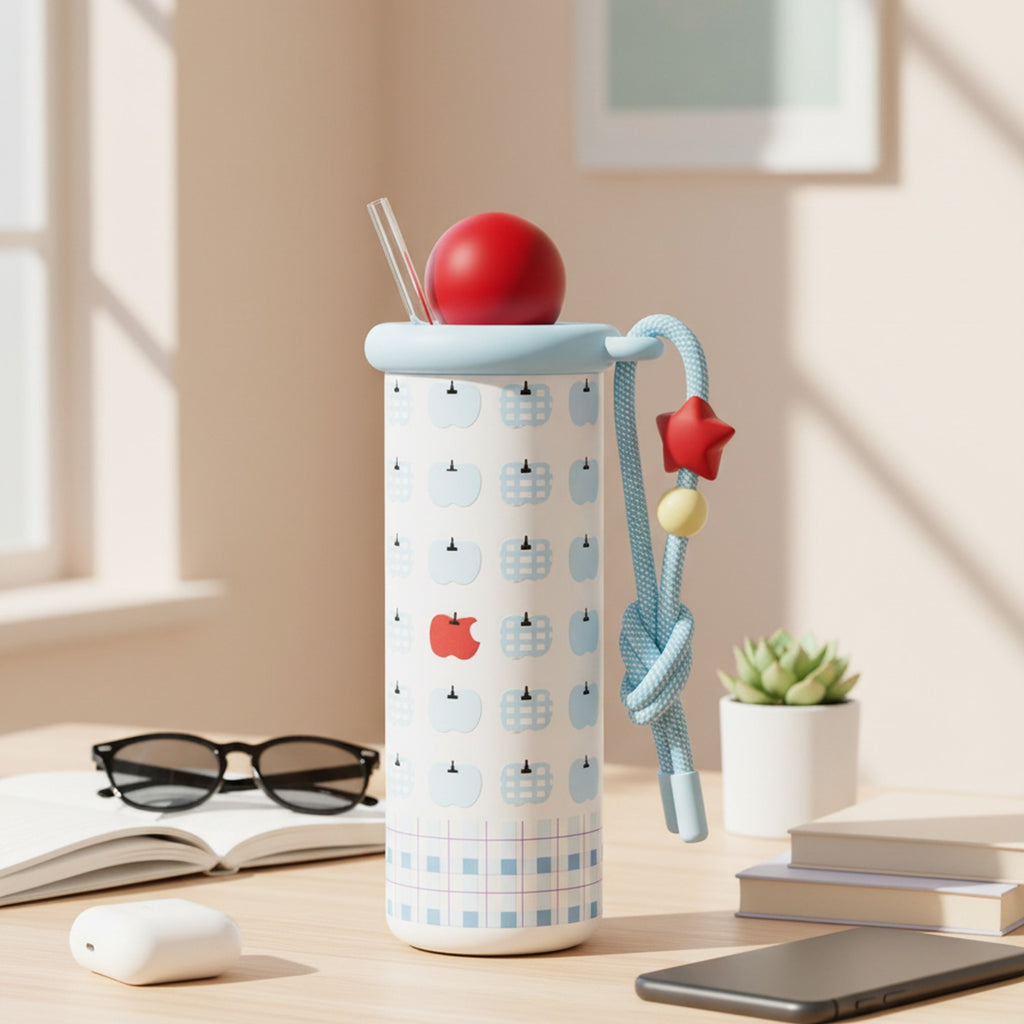 Baby Blue Apple Tumbler With Hanging Charms