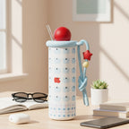 Baby Blue Apple Tumbler With Hanging Charms
