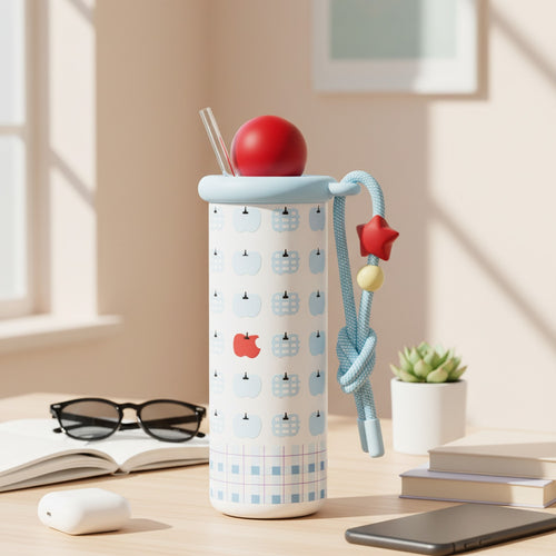 Baby Blue Apple Tumbler With Hanging Charms