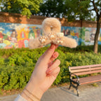 Fuzzy Teddy Bear Hair Claw With Paw Charms