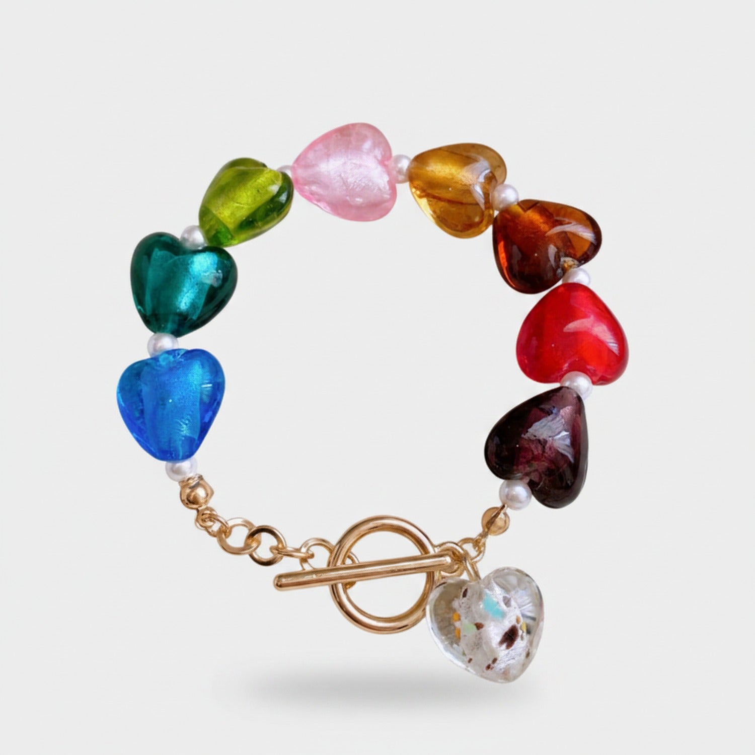 Colorful Heart Beaded Charm Bracelet