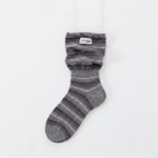 Striped Gray Knit Crew Socks