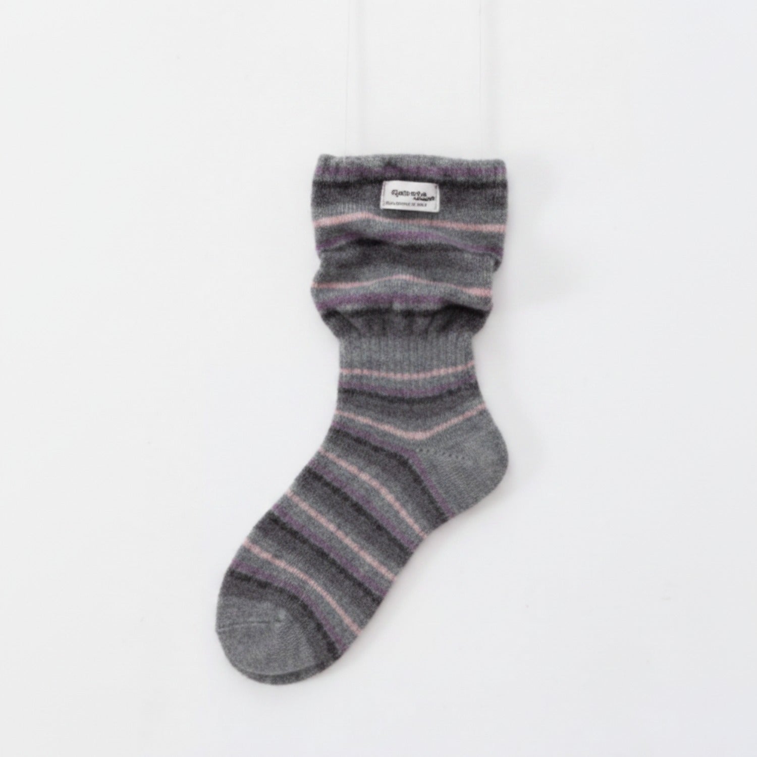 Striped Gray Knit Crew Socks