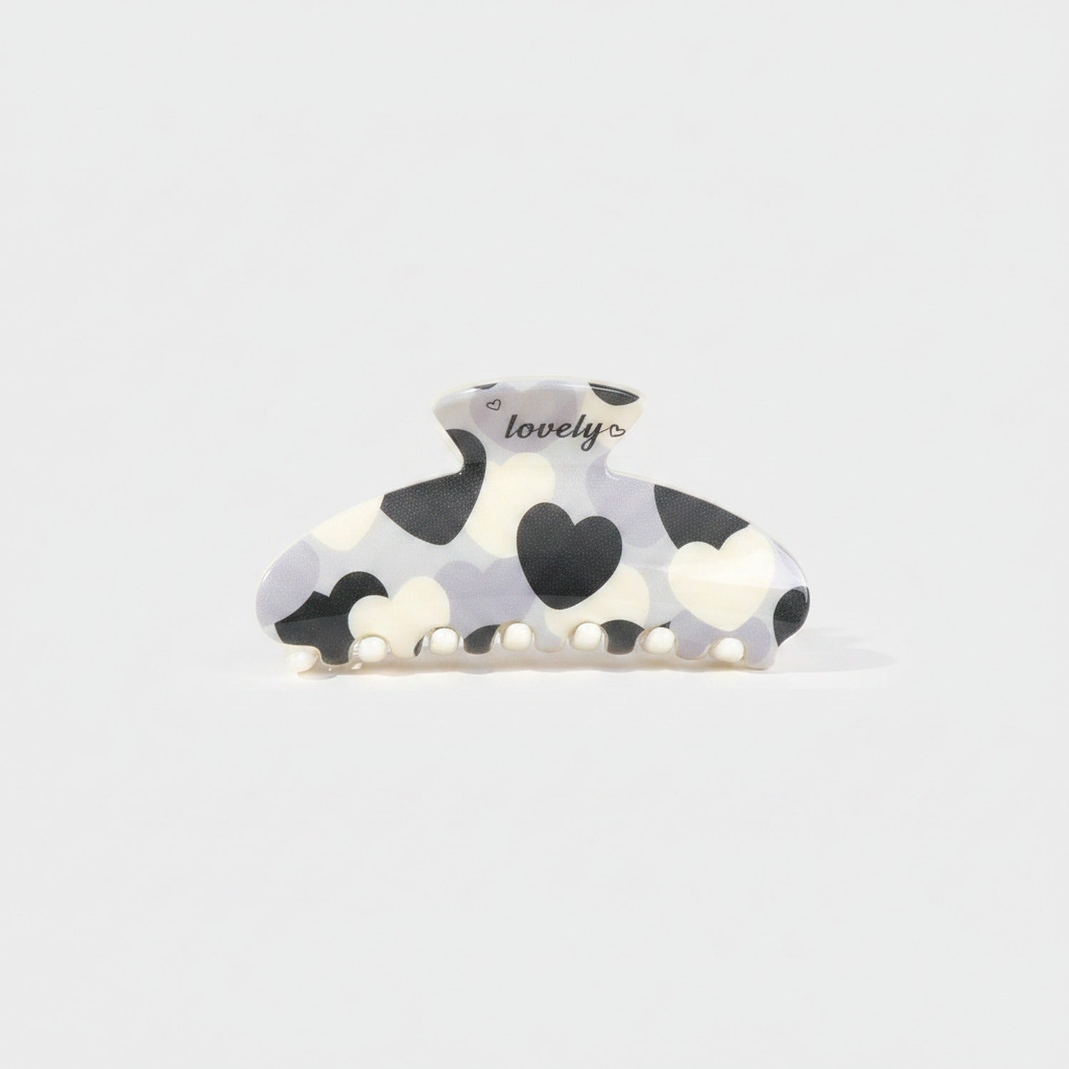Pearl Beaded Heart Cow Print Hair Claw