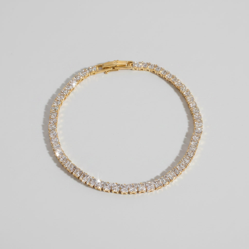 Gold Rhinestone Tennis Bracelet Sparkle