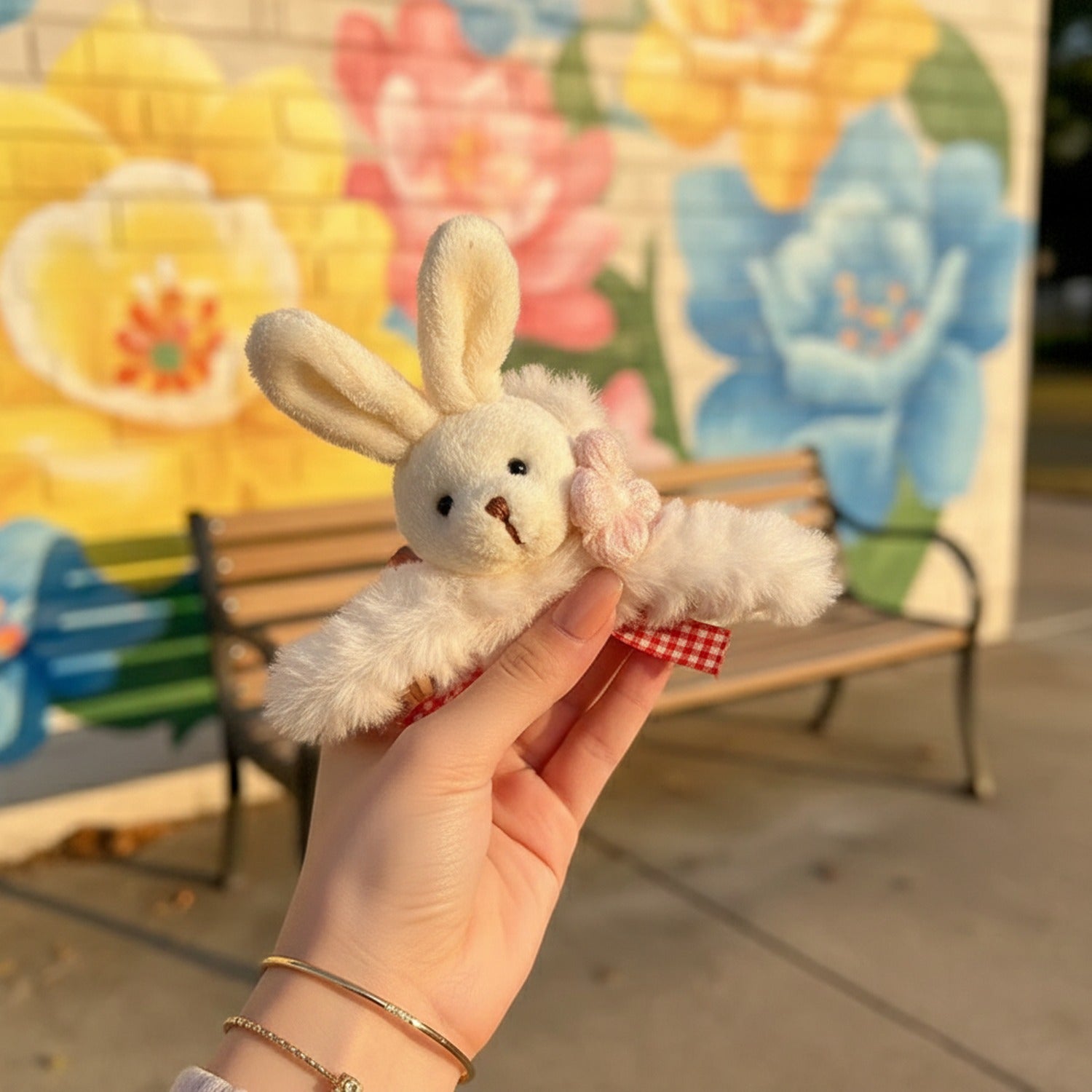Fuzzy Bunny Hair Claw With Pink Bow