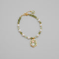 Pearl And Green Gemstone Charm Bracelet