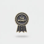 "The Worst" Ribbon Enamel Pin - Black & Gold Ribbon