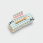 Blue Gingham Hair Claw With Bow Detail