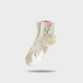 Cream Flower Ruffle Ankle Socks
