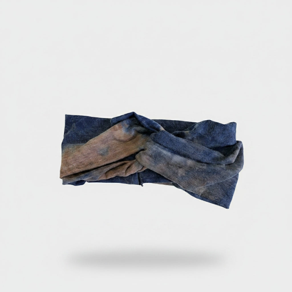 Denim Color Block Twisted Knot Hairband