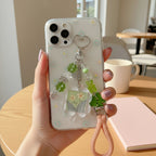 Flower Acrylic Keyring With Clover Charm Beads