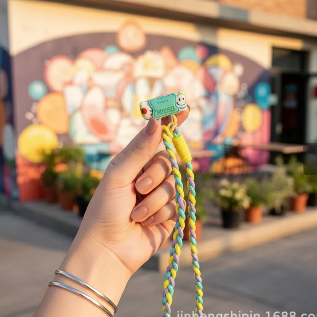 Purple & Yellow Braided Rope Phone Charm Strap