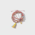 Pink Beaded Bracelet Set With Tassel Charm