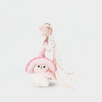 Pink Mushroom Plush Phone Charm With Ribbon Strap