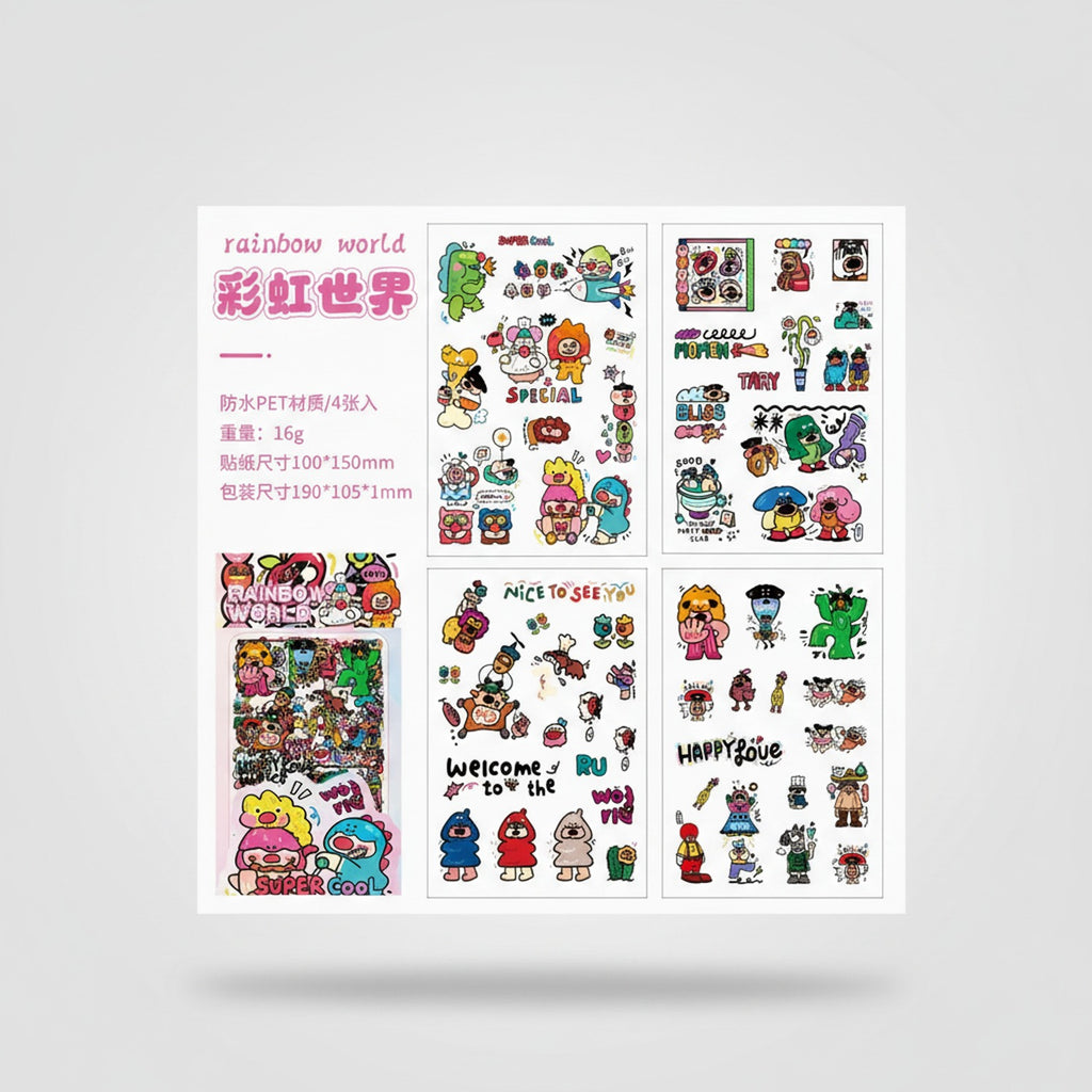 Rainbow World Colorful Cartoon Sticker Sheets