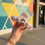 Fluffy Cream Hair Claw With Charm Accents