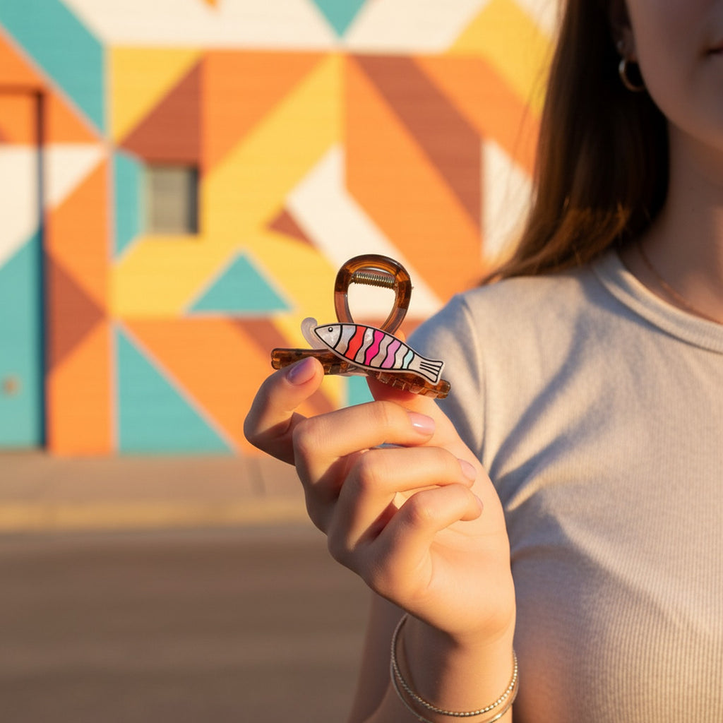 Striped Fish Tortoiseshell Hair Claw Clip
