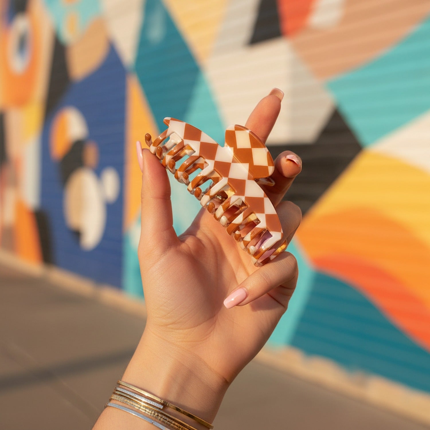 Black And White Checkered Hair Claw Clip