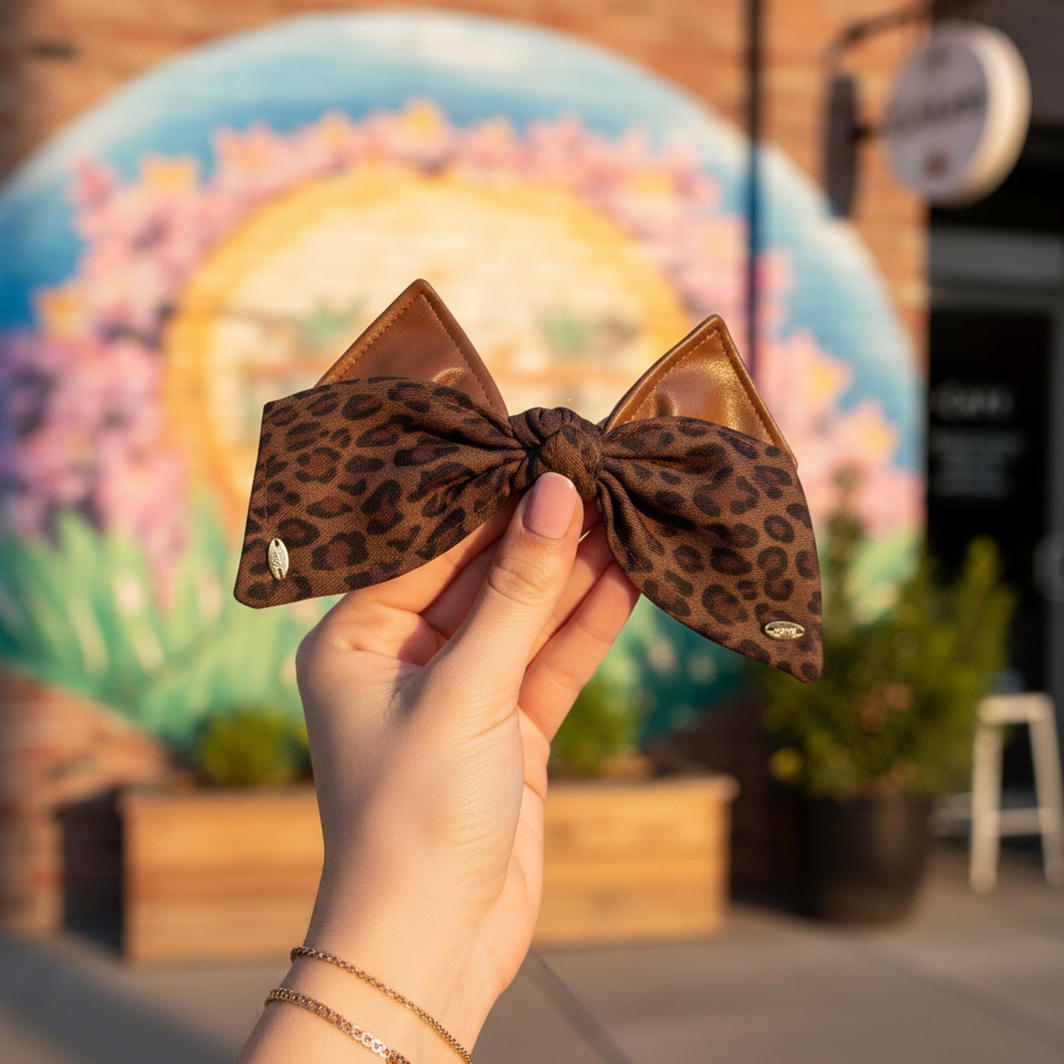 Leopard Print Hair Claw With Bow