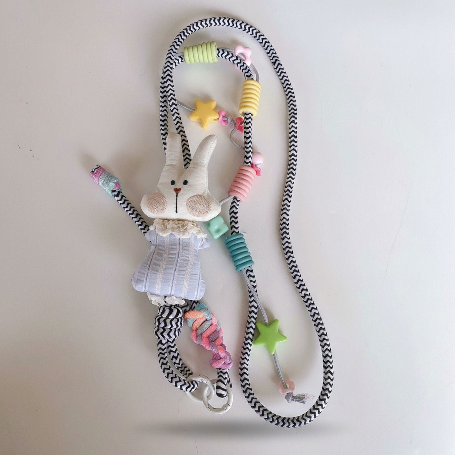 Pastel Bunny Charm Phone Strap With Stars