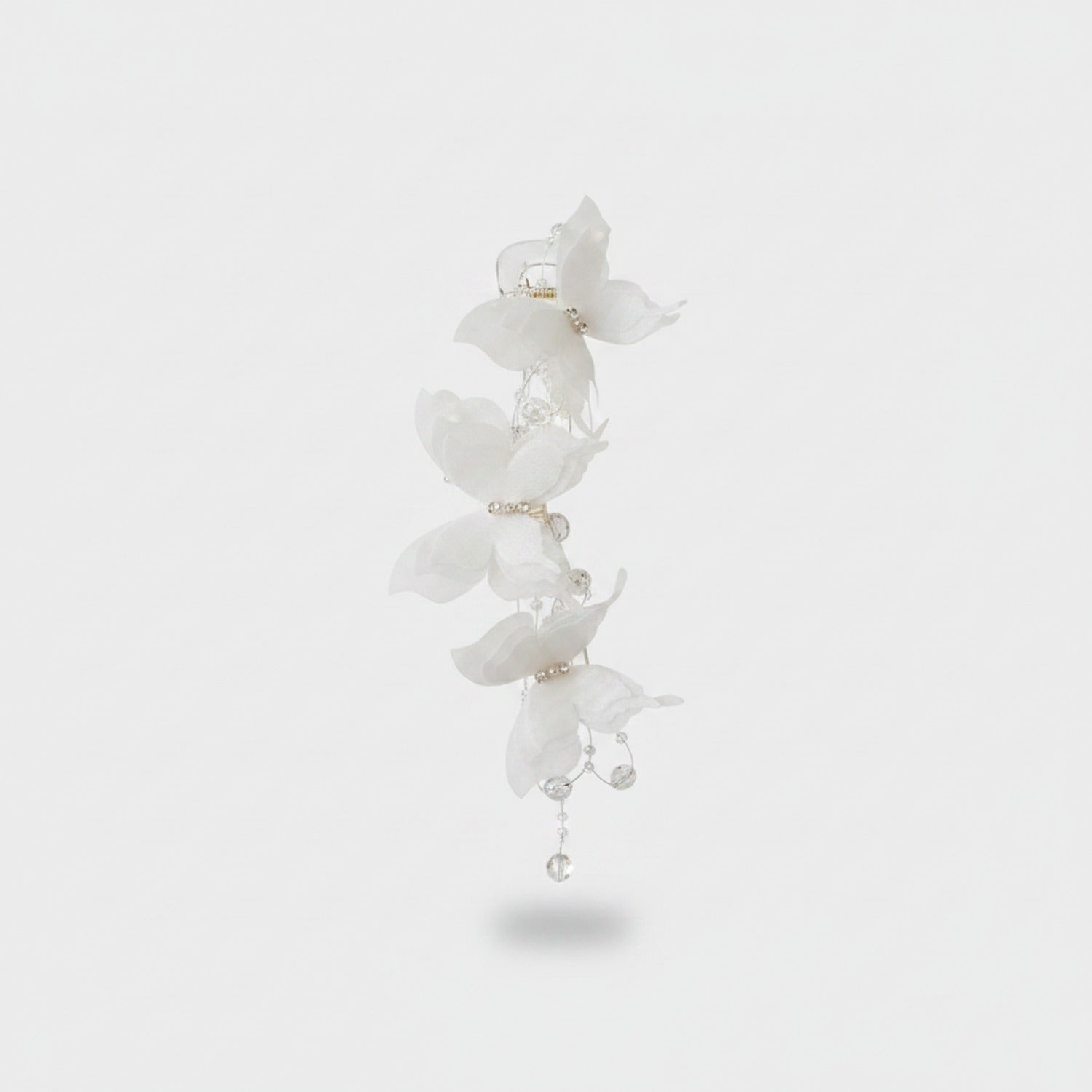 White Pearl Flower Hair Claw Clip