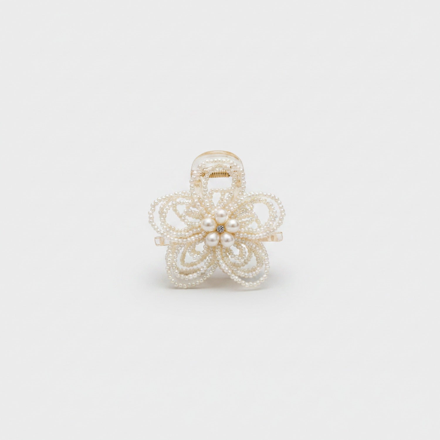 Pearl Beaded Flower Hair Claw Clip