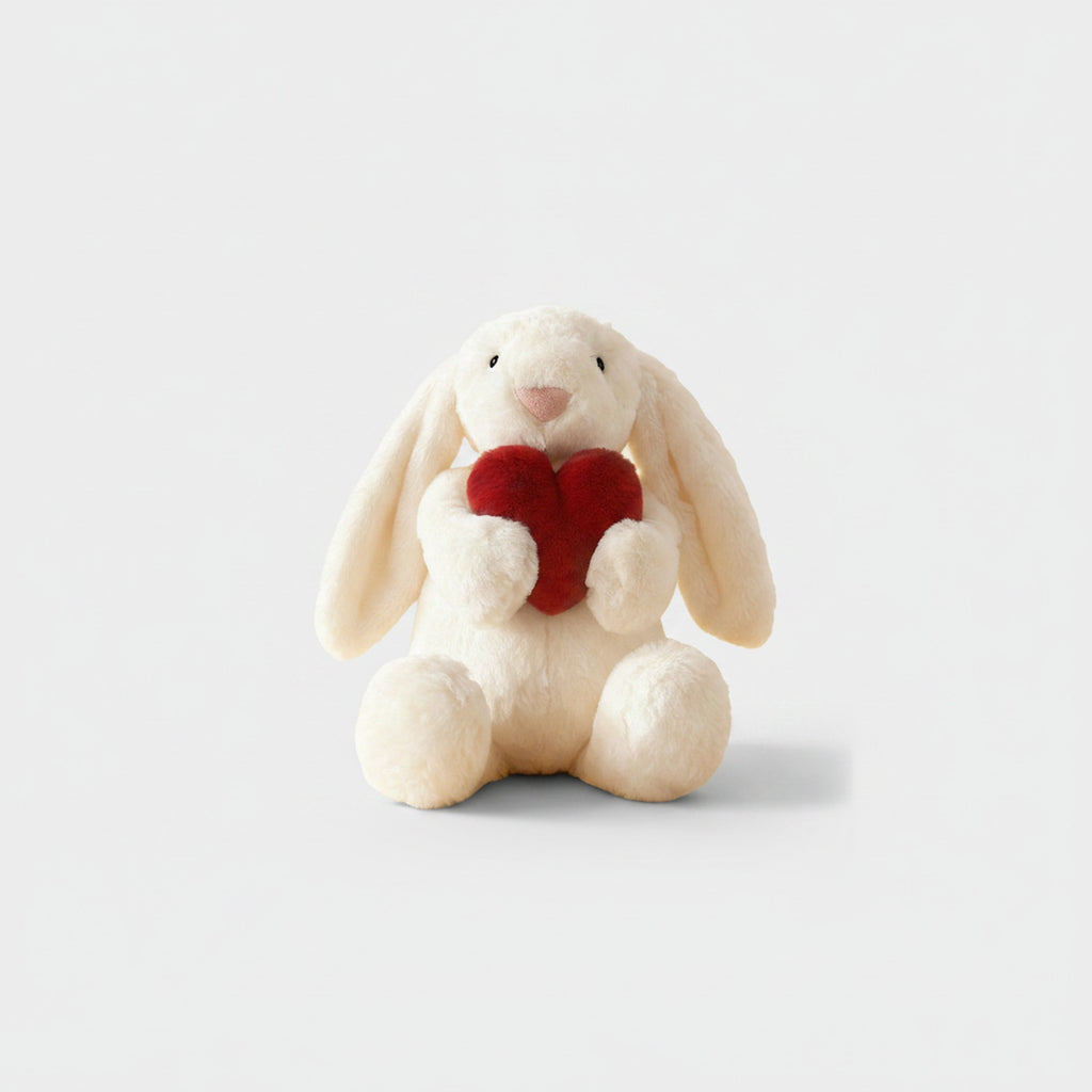 Cream Bunny Plush With Red Heart