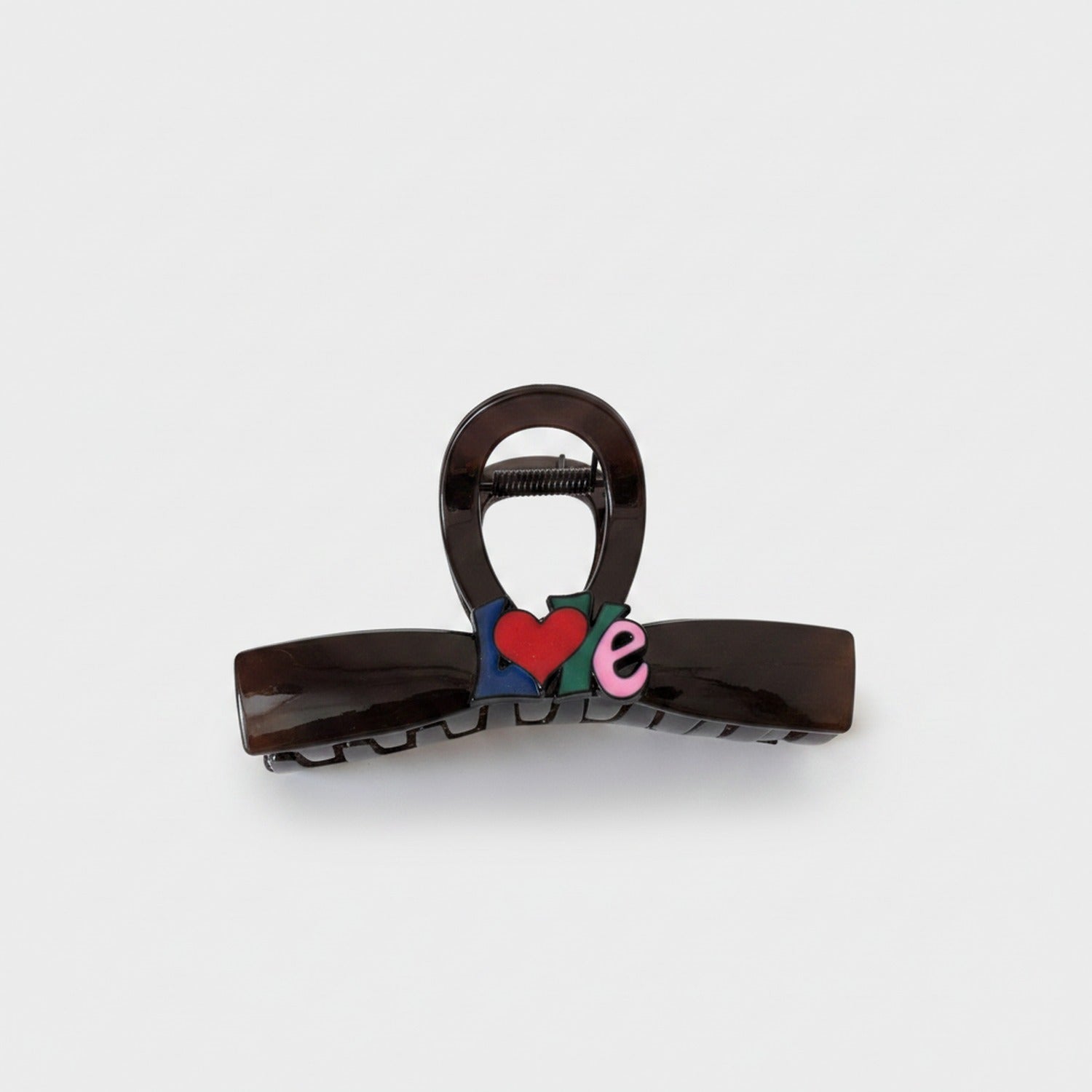 Black Hair Claw With Colorful Love Charm