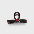 Hair Claw With Love Charm - Red Heart Red Brown Clip