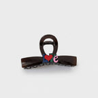 Hair Claw With Love Charm - Red Heart Red Brown Clip