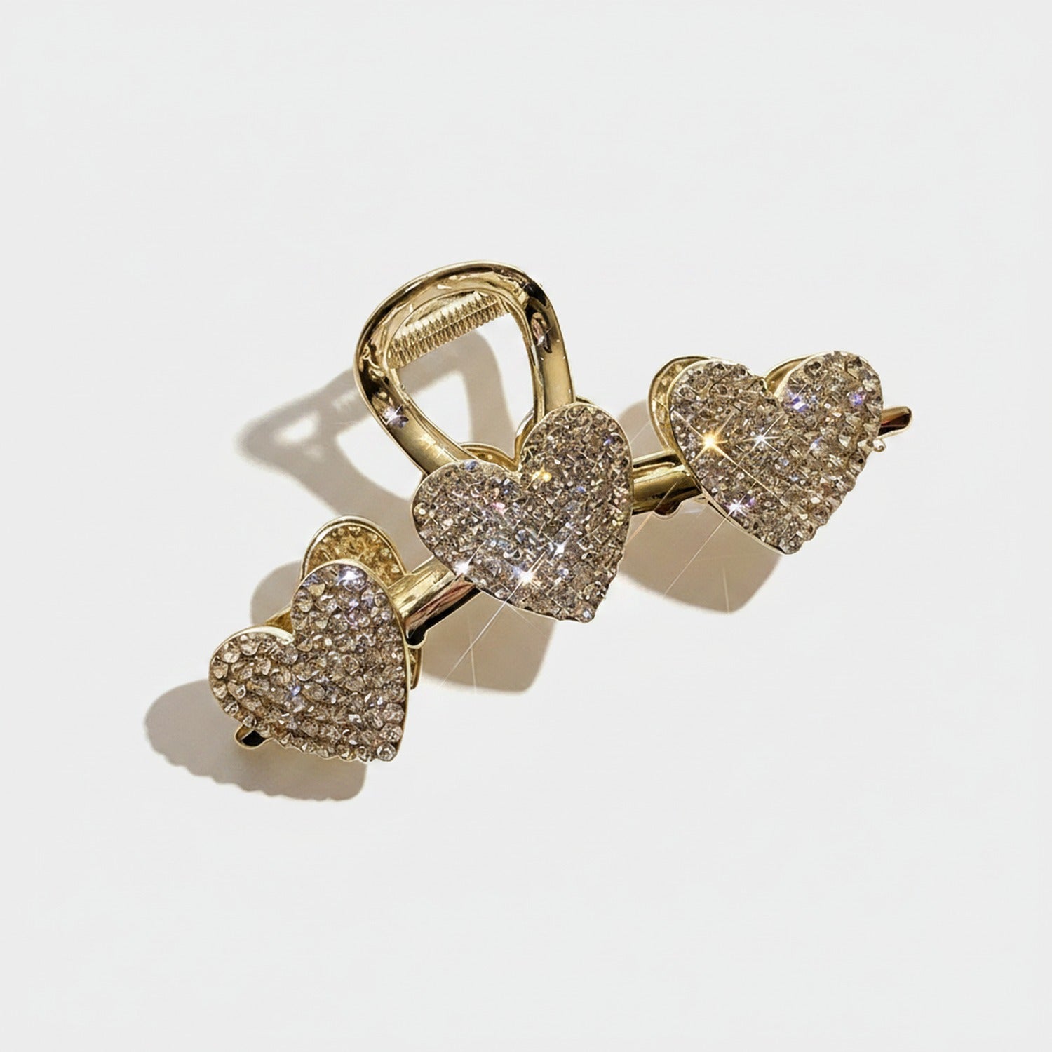 Gold Rhinestone Heart Hair Claw Clip