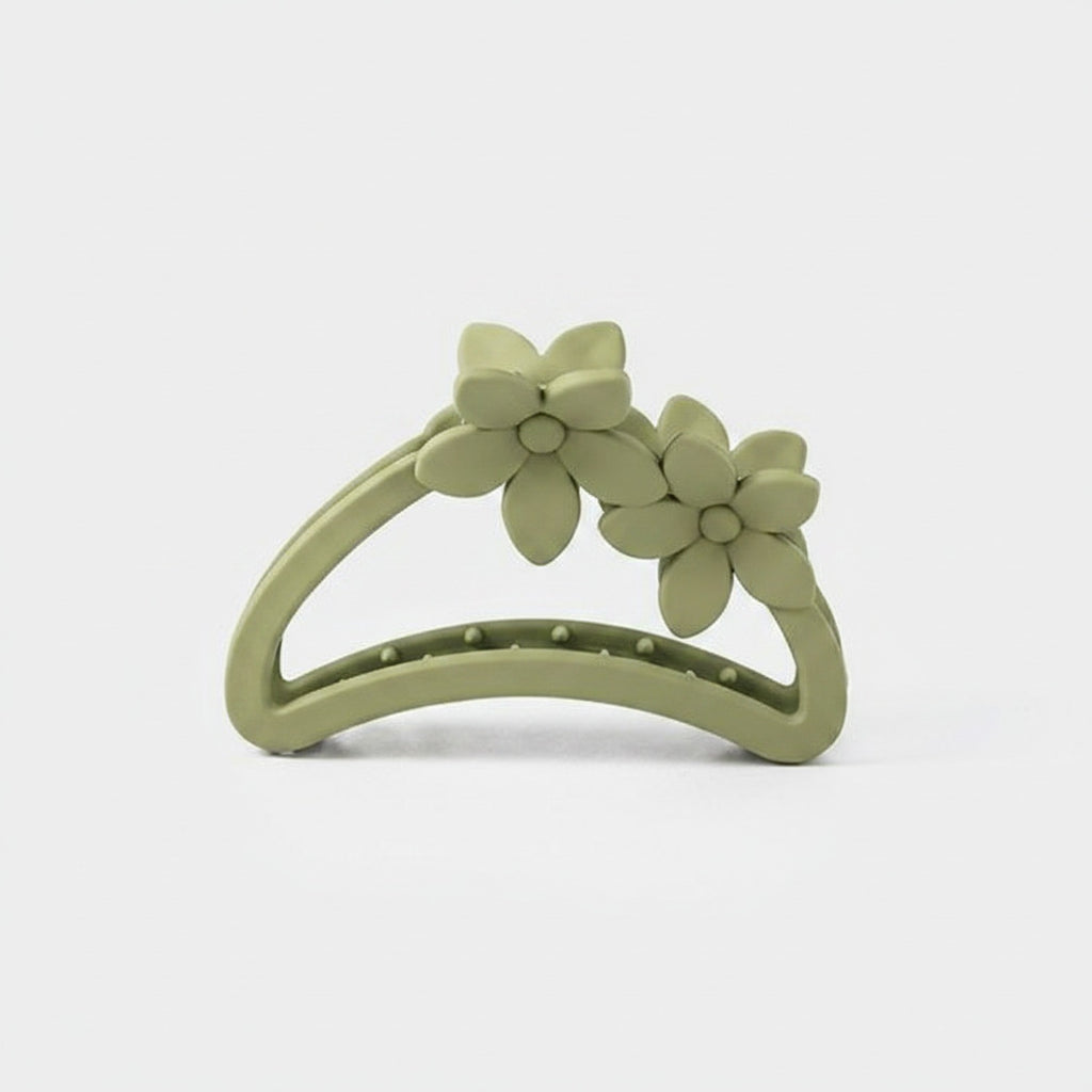 Sage Flower Beaded Hair Claw Clip
