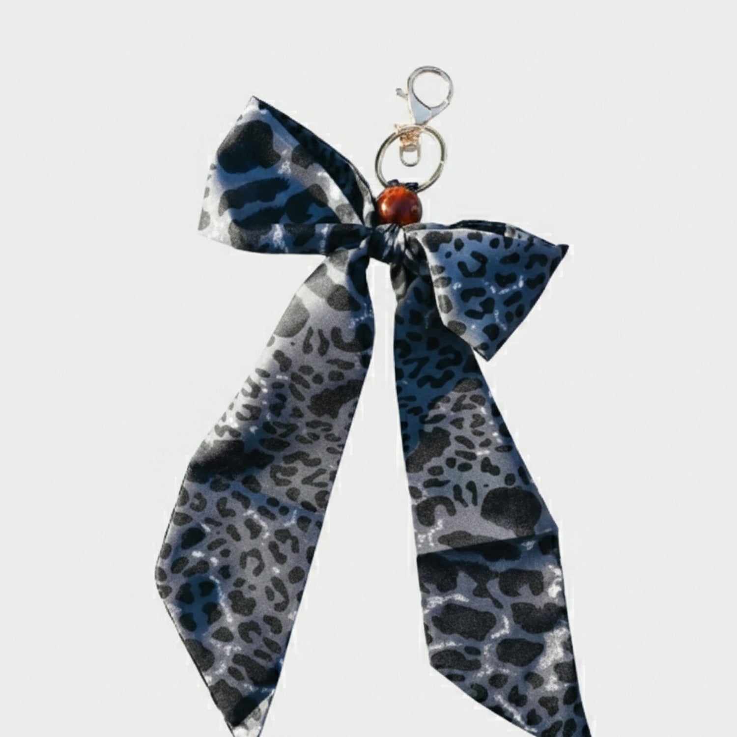 Leopard Print Acrylic Keyring With Bow Charm