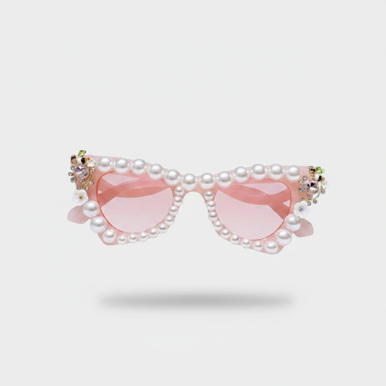 Pearl Beaded Heart-Shaped Sunglasses Pink
