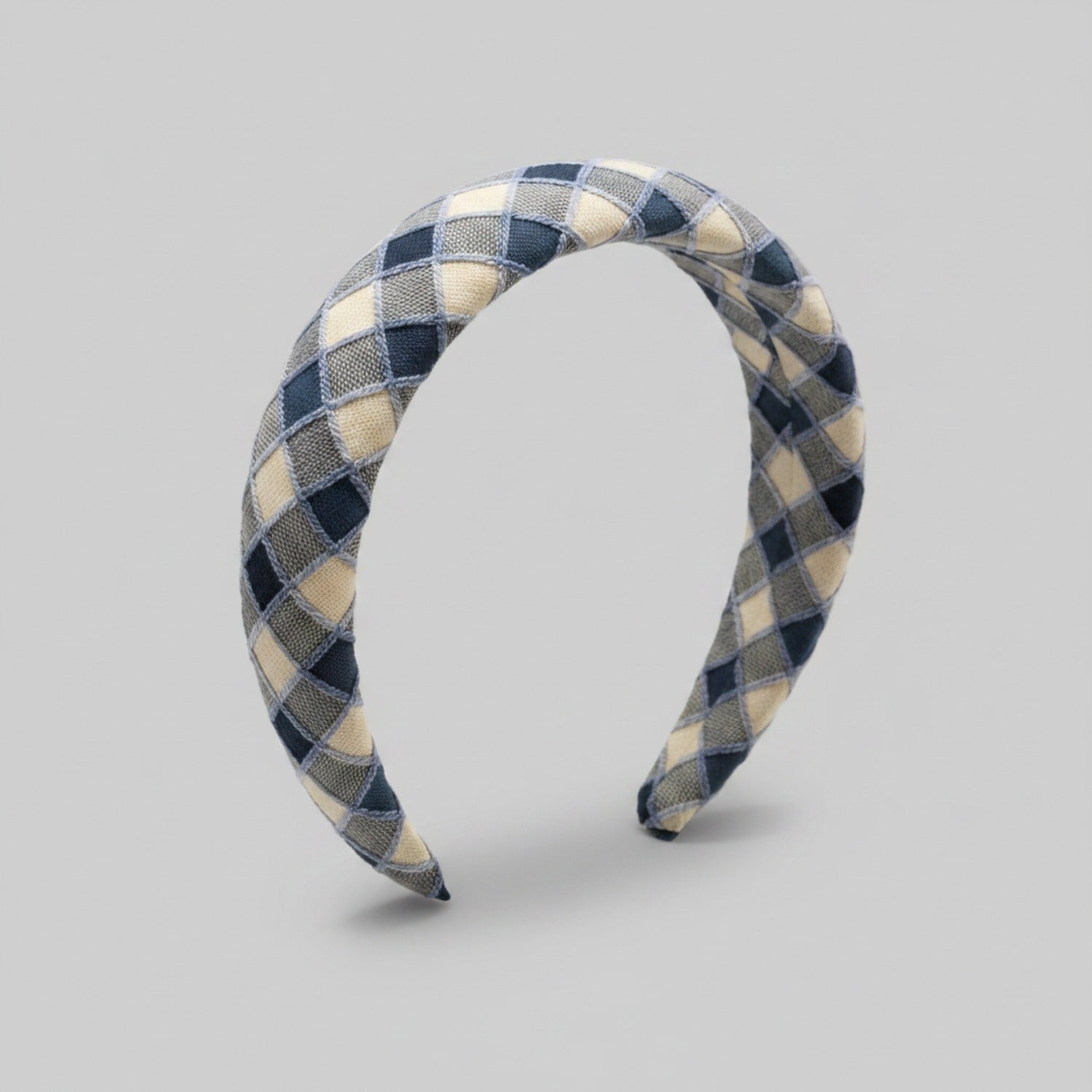 Quilted Gingham Padded Headband Pink Cream