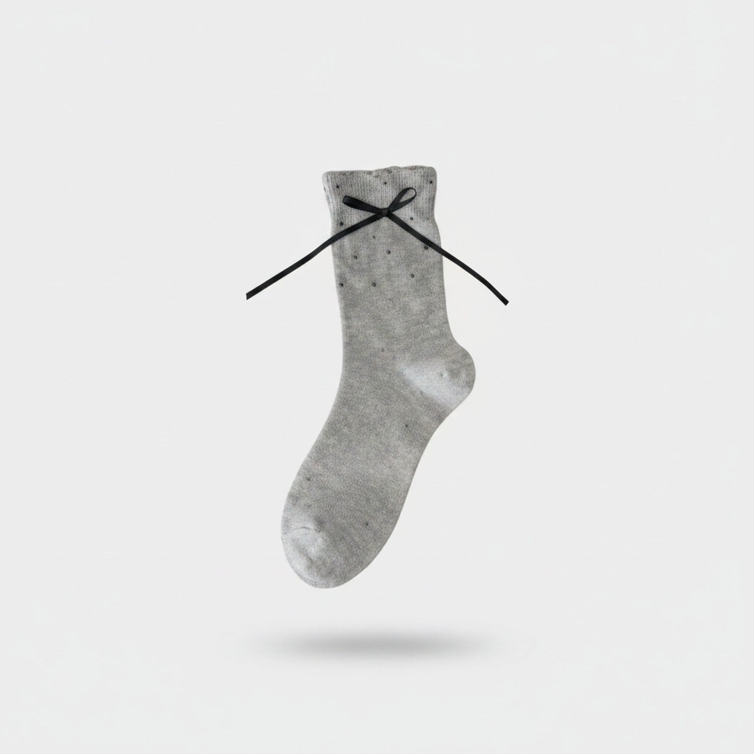 Cream Polka Dot Bow Tie Ankle Socks