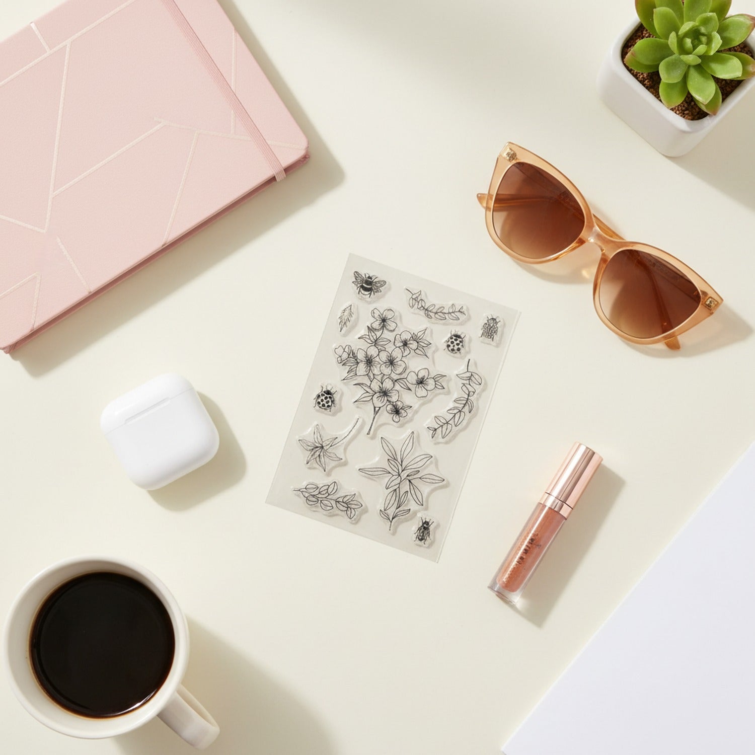 Botanical Flowers and Insects Clear Sticker Sheet